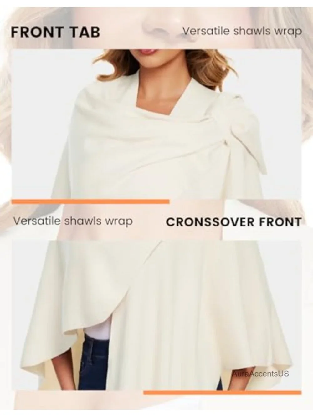 Women's Open Front Poncho Shawl Wrap Sweater Soft Double Knit